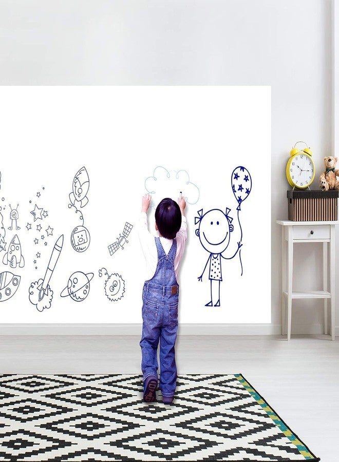 لوكزر ملصق السبورة البيضاء القابل للمسح الجاف من لوكزر 60 × 200 سم - ملصق حائط ذاتي اللصق وقابل للإزالة وإعادة الاستخدام للأطفال والمنزل والمكتب والمدرسة | سطح قابل للكتابة مع قلم مجاني - مقاوم للماء وسهل التنظيف. - Image 2